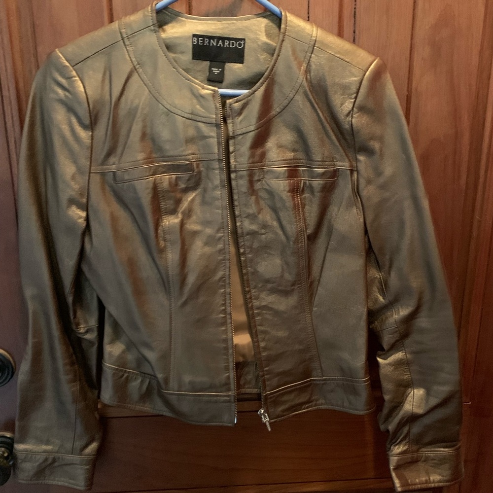 Beautiful dark gold leather jacket.